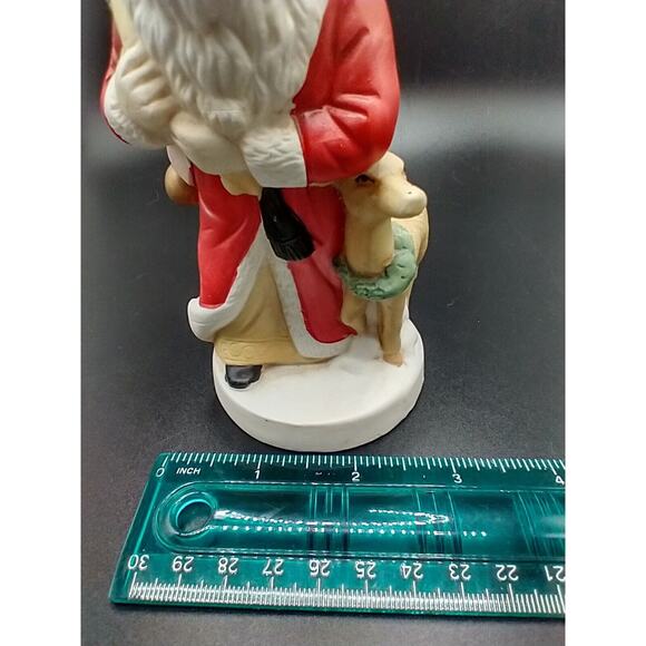 Santa Claus Vintage Porcelain Figure Deer Sack 5.25” Tall Christmas Holiday Deco - Picture 9 of 10